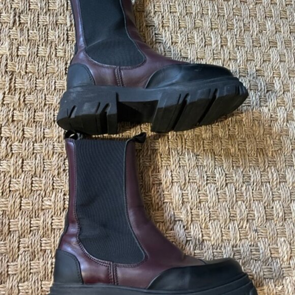 Ganni lug sole Chelsea boot burgundy - Picture 6 of 10